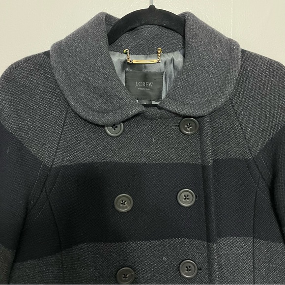 J. Crew Navy & Gray Rugby Stripe Wool Peacoat - Picture 3 of 14